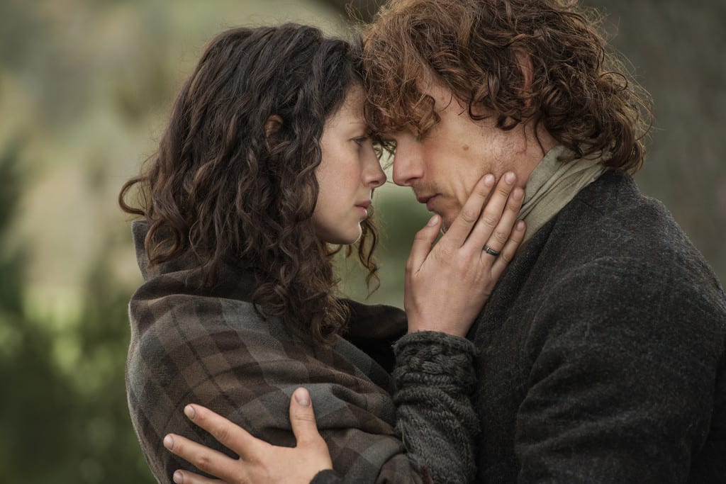 'Outlander' Season 1B Claire Randall Fraser (Caitriona Balfe) and Jamie Fraser (Sam Heughan)